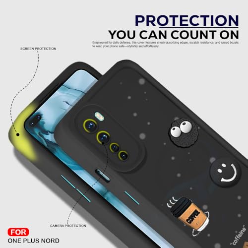 Image of AESTMO Back Case Cover | Cute Fun Cartoon 3D Ball | Coffee Silicone Case | Full Body Protection | Camera Protection Back Cover (Black, OnePlus Nord)