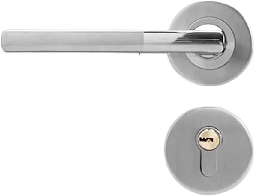 1 Set of Stainless Steel Silent Door Lock Indoor Split Lock Door Handle Household Hardware with Key(B2)