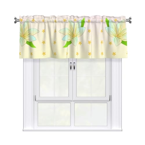 PAYDYLONA Blooming Daffodils Printed Valance Rod Short Curtains – for Bedrooms, Kitchens & More Blackout & Decorative