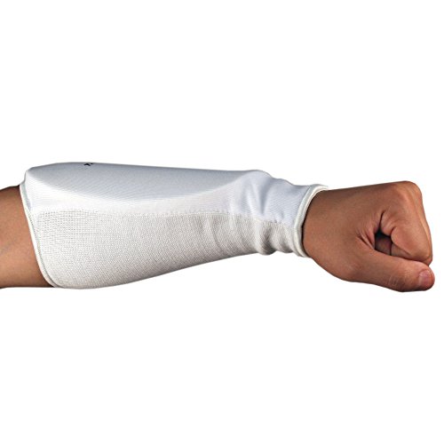 Cloth Forearm Guard Taekwondo, Martial Arts, MMA Forearm Protective Gear Protector for Sparring (Black/White; Child Small to Adult XL) (White, XL)