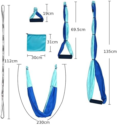 COSTWAY Aerial Yoga Swing Set, Antigravity Yoga Hammock with Carry Bag, 4 Steel Carabiners, 6 Handles, Professional Yoga Flying Strap Sling