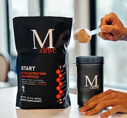Mdrive Elite Natural Energizing Booster Start Everyday Nutrition & Protein Powder - Supports Immune Health, Energy, Stress Relief, Cardio, Vo2Max, Lean Muscle, Digestion And Recovery #TOP6