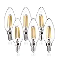 ALAMPEVER Chandelier Light Bulbs,60W Equivalent Candelabra Bulb,E12 LED Bulb 2700K Soft White,450LM,Candle Light Bulbs 6 Pack