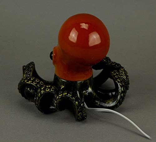 Bronze Resin Octopus Lamp Coastal Accent Decor Red Orange Nautical Amber Decorative Table Light Desk Art #TOP3