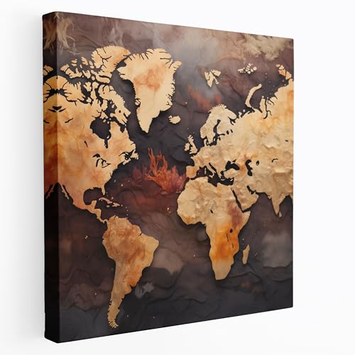 Painted Anarchy Earthy Tones World Map Canvas Print - World