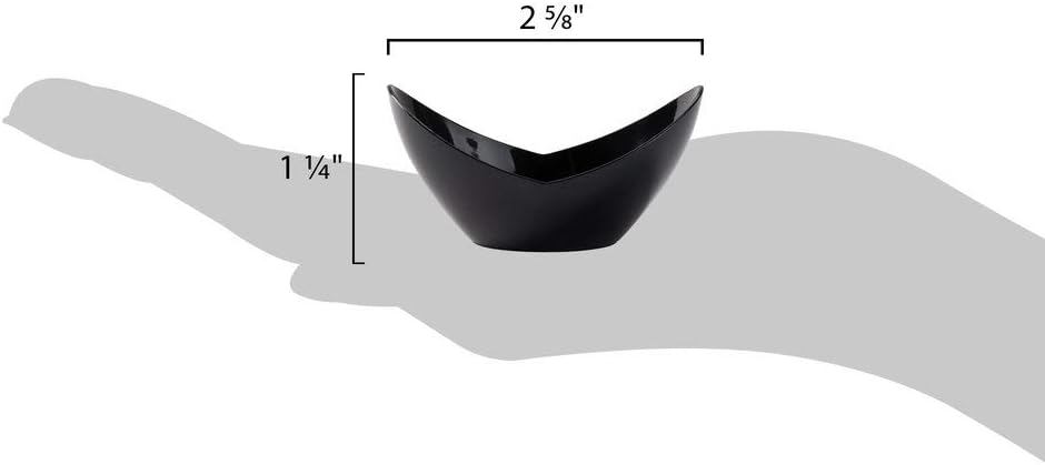 Fineline Settings Tureens Oval 3.5" x 2.6" | Black | Tiny Temptations | Pack of 10 Plastic Bowls (RET-6302-BK)