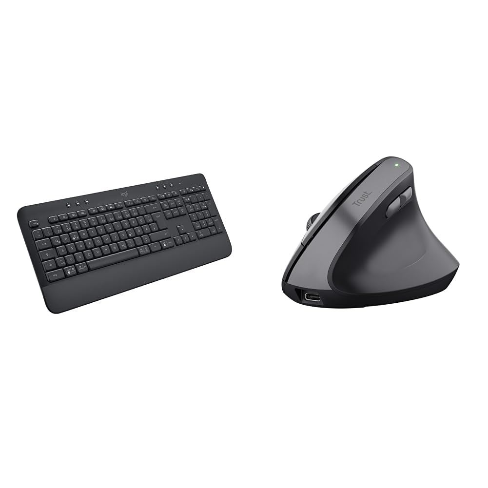 Logitech Signature K650 Comfort & Trust Yuno Wiederaufladbare Vertikale Maus, Kabellose