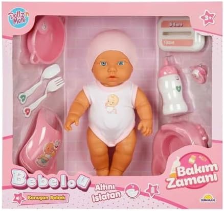 3823 Bebelou Bakım Zamanı Sesli Gülen Ağlayan Bebek 32 cm -Sunman - Görsel 1