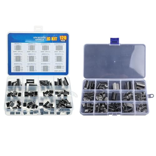Watreketal Kit surtido de chips IC de circuito integrado de 120 unidades Opamp con temporizador único Osciallators Darlington Array LM339N LM38 de acoplamiento chips Ic