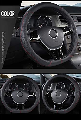 D Shape Steering Wheel Cover,Microfiber Leather D Type Steering Wheel Cover Breathable Anti-Slip Flat Bottom Shaped Steering Wheel Cover Steering Accessories for Women Men 15inch (D-Black)
