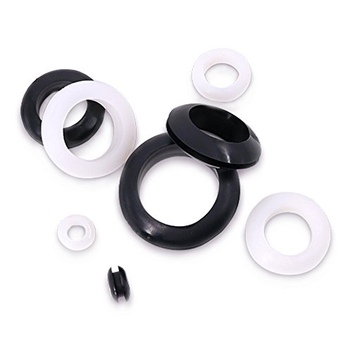 Glarks 200Pcs 9 Sizes Black/White Round Rubber Grommet Assortment Kit Electrical Wiring Coil Gasket For Plugs Cables Wires #TOP2