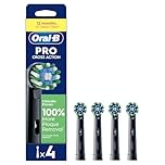 Oral-B Pro Cross Action Electric Toothbrush Head, Electric Toothbrush Heads, X-Shape and Angled Bristles for Deeper Plaque Removal, Pack of 4 Toothbrush Heads, Black, Replacement Heads