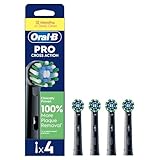 Oral-B Pro Cross Action Electric Toothbrush Head, Electric Toothbrush Heads, X-Shape and Angled Bristles for Deeper Plaque Removal, Pack of 4 Toothbrush Heads, Black, Replacement Heads