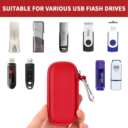 USB Flash Drive Case, SD Card Holder Compatible with Thumb Drive, Memory Cards, SDXC SDHC Storage Bag, Electronic Accessories Organizer for SanDisk for Samsung for Inland (All Red)
