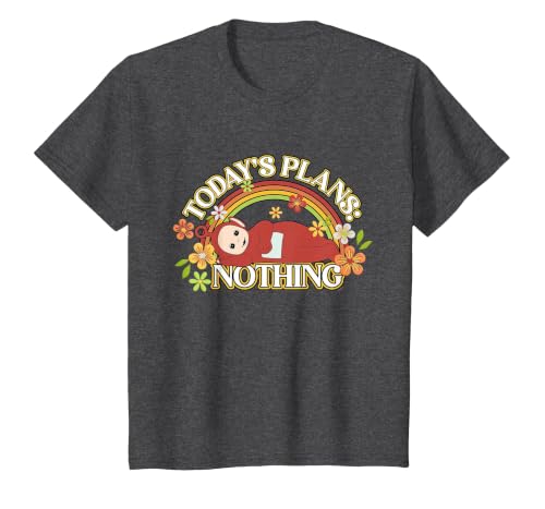 Teletubbies Today's Plans Nothing Po Vintage Floral T-Shirt, Youth, Dark Heather Grey, Large