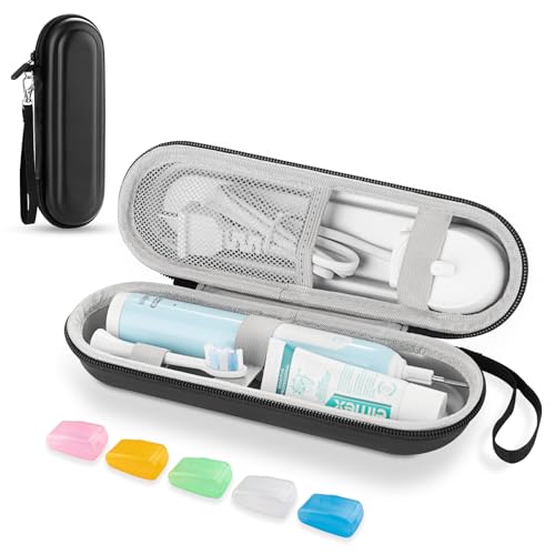 Image of Hard Shell Travel Case for Oral-B /Phlips Sonicare Electric Toothbrush (black with brush head protection cover)