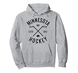 Distressed Minnesota MN Ice Hockey Sticks Vintage Gift Pullover Hoodie