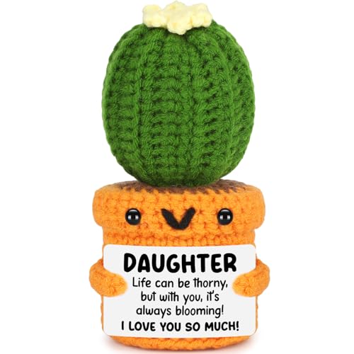Agantree art Birthday Daughter Girls Gifts from Mom Dad Inspirational Crochet Cactus for Step Bonus Daughter Graduation Present for Teens Girls Teenager Back to Schhol Christmas