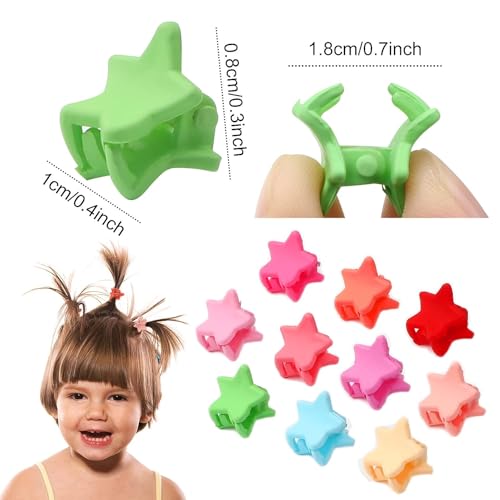 Image of NEOBABY Mini Colorful Star Design Tiny Hair Clip for Multiple Hair Styling | Hair Claws Accessories for Kids Baby Girls and Women's Candy Colors (Pack of 24)