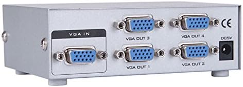 CLASSYTEK VGA Splitter 1 in 4 Out, 4 Port VGA 15 Pin Video Splitter for 1 PC Computer to 4 TV Monitor Projector (Color may vary)