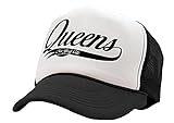 Queens - NYC new york City Borough Brooklyn - Vintage Retro Style Trucker Cap Hat (Black)
