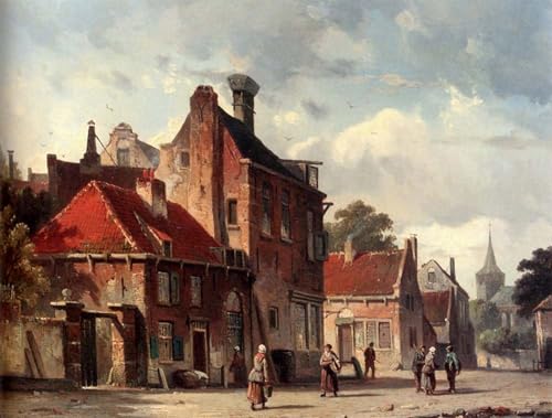 Peinture Adrianus Eversen rue ensoleillée pour une ambiance nostalgique et douce