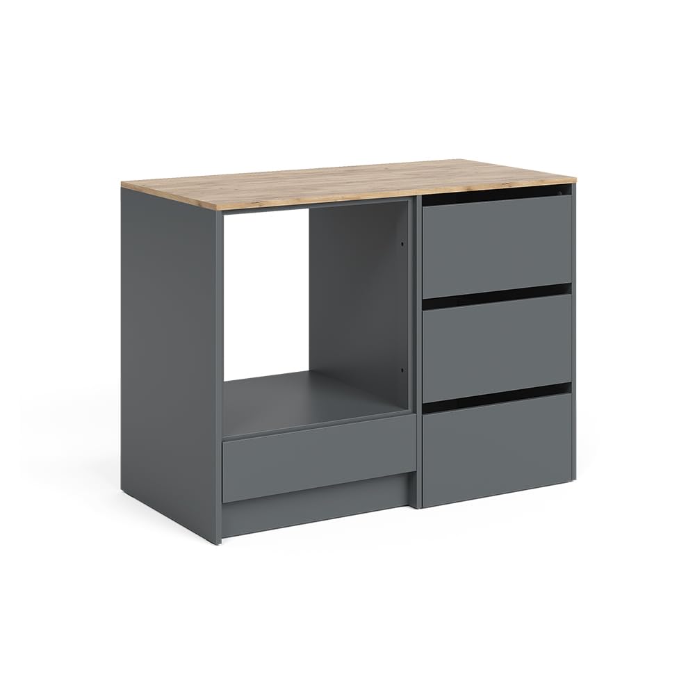 Vicco Mobile per forno Viktor, Antracite/Rovere dorato, 116.8 cm con 4 pratici cassetti