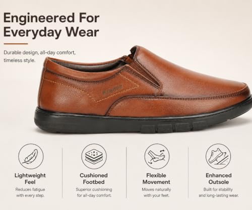 Image of Kraasa Brass Formal Shoes for Men | Vegan Leather Slip-On Office Shoes