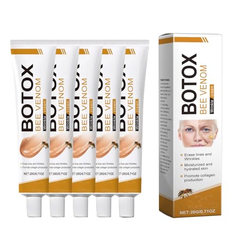 Crema para Eliminar Arrugas con Veneno de Abeja, Crema Reafirmante Antiarrugas con Veneno de Abeja, Humectante Antiarrugas para Rostro y Cuello, Hidratación, Lifting y Recuperación (5Pcs)