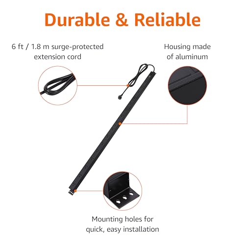 Amazon Basics Surge Protector Power Strip, 16 Outlet, Heavy Duty, Metal, 600 Joules, 1.8 m Extension Cord, Mountable, Rectangle, Black image 1