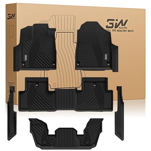 3W Floor Mats Fit Acura MDX 2022-2024 2025 2026 TPE All Weather Custom Fit Floor Liner for Acura MDX 1st, 2nd and 3rd Row, Black 3.For Acura MDX | 22-
