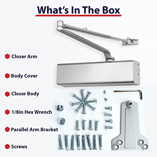 Lawrence Heavy Duty Door Closer Commercial Grade 1 - Adjustable 6-Speed Delayed-Action Door Control With 3 Pistons – Flexible Installation With Included Hardware - Lawrence Hardware Lh816 #TOP3