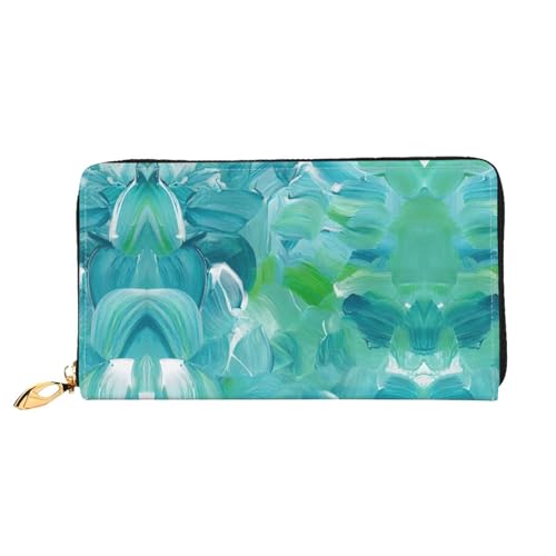 CKGODGF Carteras de piel con estampado de textura de pintura al óleo azul, para mujer, tarjeteros, cierre de cremallera, carteras para viajes
