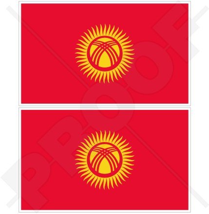 Kirghizistan Drapeau Kyrgyz, 75mm Vinyle Autocollants, x2 Stickers