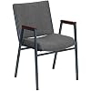 Flash Furniture HERCULES Series Heavy Duty Gray Fabric Stack Chair with Arms and Ganging Bracket