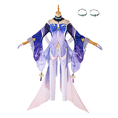 FINER SHOP Cosplay Costume, Genshin Impact Kokomi Cosplay Costume Full Set Clothing Suit Game Role Play Halloween Outfits with Headwear - M, X15PVX036110PHEU3GEYT