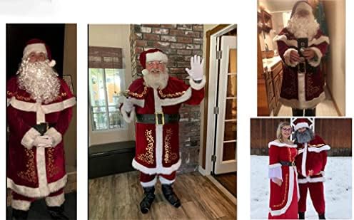 SCSYV Santa Claus Kostuum Voor Mannen 12pcs Kerst Set Deluxe Fluwelen Volwassen Kerstman Pak Xxxl
