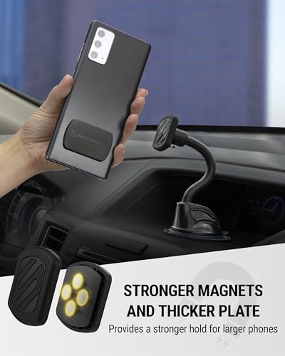 Image of Scosche MXWDL Magnetic Cell Phone Car Mount, Suction Cup Phone Holder for Car Dashboard /Windshield with Extra Strong Magnet and Thick Metal Plate Compatible with iPhone, Samsung, and All Devices