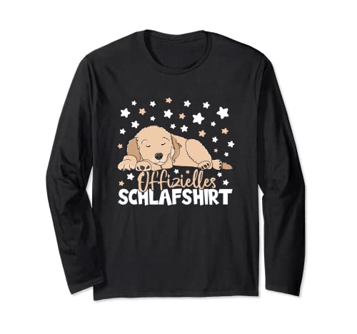 Vestito da notte splendidamente illustrato per bambini, donne e uomini che amano dormire e dormire a letto. Simpatico cucciolo di Golden Retriever addormentato con simpatiche stelle e la divertente frase ufficiale.