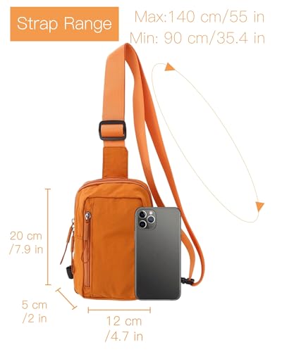 HAUMAUH Brustbeutel Damen Herren Brusttasche Klein - Umhängetasche Umhängetaschen Schultertasche Crossbody – Arbeitsweg Reisen Festival-Begleiter (Orange)