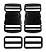 Plastic Side Release Buckle 1-1/2 Inches Webbing Strap Clasp Black Pack of 2