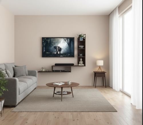 Image of Bros Moon Engineered Wood TV Stand with Storage Shelf and Foot Pad Entertainment Console for Set Top Box, Books & Decor, Wenge White Finish (101 x 40.5 x 41 cm)