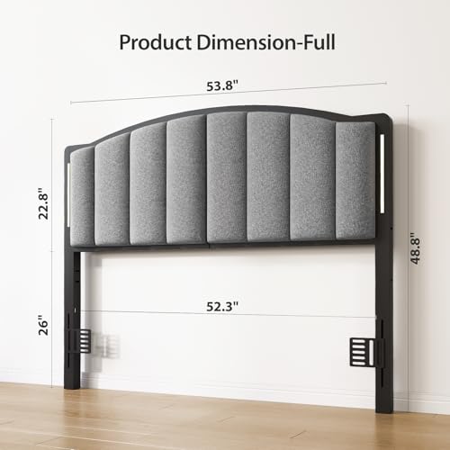 Salamir Upholstered Tufting Headboard for Full Size Bed with Lights, Grey by Salamir - Used condition - Image 7