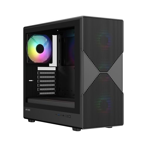 Image of Ant Esports Titan FE Mid-Tower Computer Case /Gaming Cabinet - Black | Support ATX, M-ATX & Mini-ITX | Pre-Installed 4 ARGB Fans