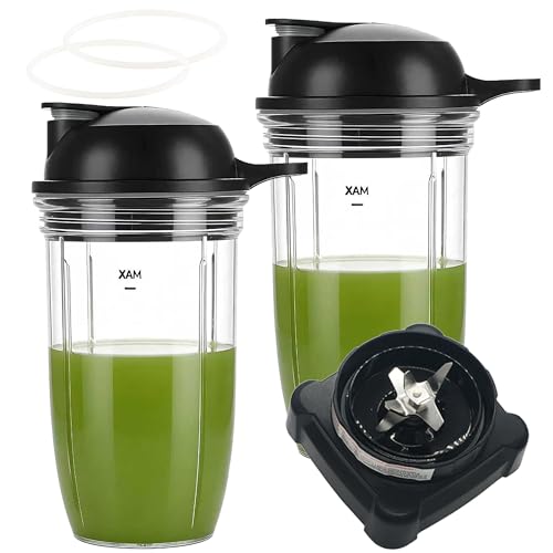 Replacement parts Exractor blade with 2pcs 24oz cup with spout lid, Compatible with Ninja Professional Household Blender 900 Watts BL550/B500C/ BL500/ NJ602, NJ602CO, NJ602NQ, NJ602Q,NJ602W