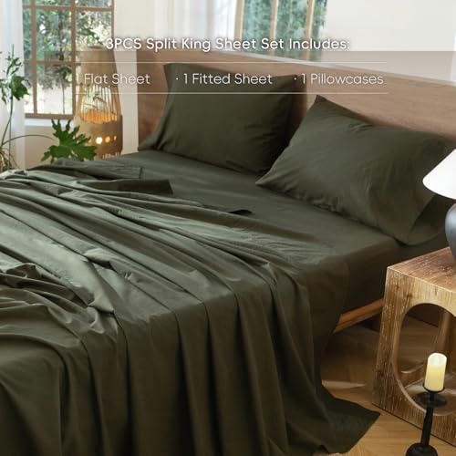 Image of MooMee Sheet Set 100% Washed Cotton Linen-Like Extra Deep Pocket Twin | Relaxed Linen-like Texture. Soft, Breathable & Lightweight Comfort. 15-19 inch Extra Deep Pocket with All-around Elastic
