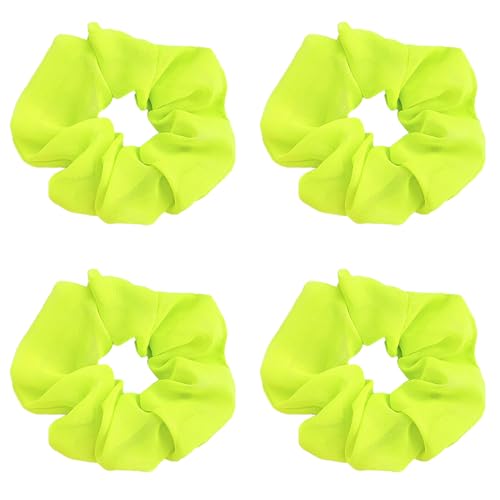 4pcs Neon Scrunchies für Haar 80er Jahre,Neon Haar Zubehör Scrunchy Elastische Haarbänder Haarseile Dehnbare Haarbinder Ponytail Halter für 80er Jahre Party Outfit (gelb)