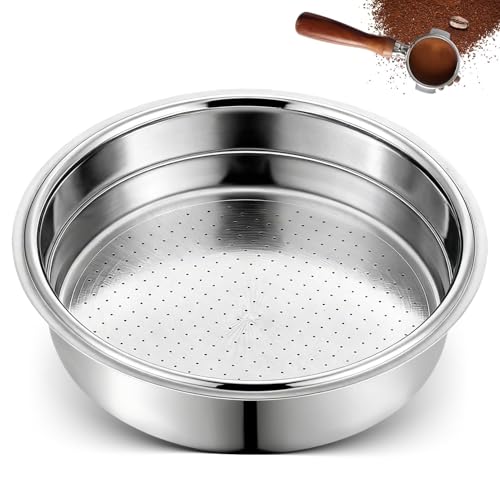 Agatige 51mm Stainless Steel Coffee Filter, Single Cup Double Layer Pressurized Mesh Bottomless Portafilter Coffee Machines Accessories Espresso Filter Portafilter Basket for Semi-Automatic Coffee