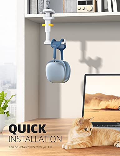 Image of Lamicall Headphone Stand, Headset Holder - [2025 Upgarded] 360 Rotating Headphone Hanger, Earphone Holder Hook Mount Clamp Under Desk for Airpods Max, Sennheiser, More, White