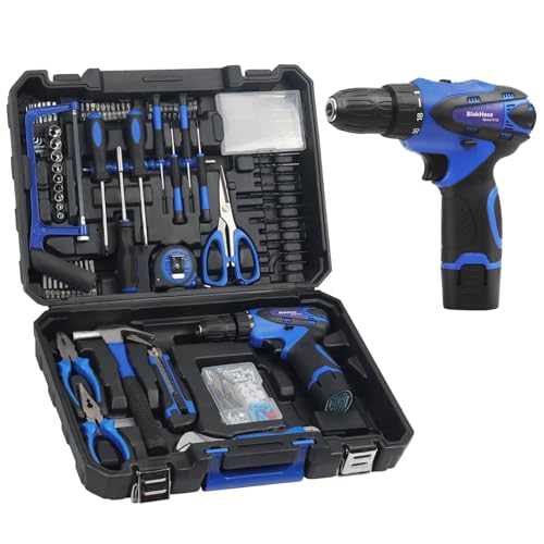 Tool Box-261-Piece Home Tool Kit with 12V Cordless Drill & Accessories | Electric Power Drill Driver Tool Set for House, Garage, Garden, Office DIY Repairs & Projects